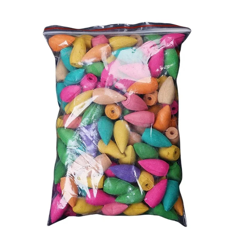 60pcs Mixed Scent Backflow Incense Cones – Waterfall Effect