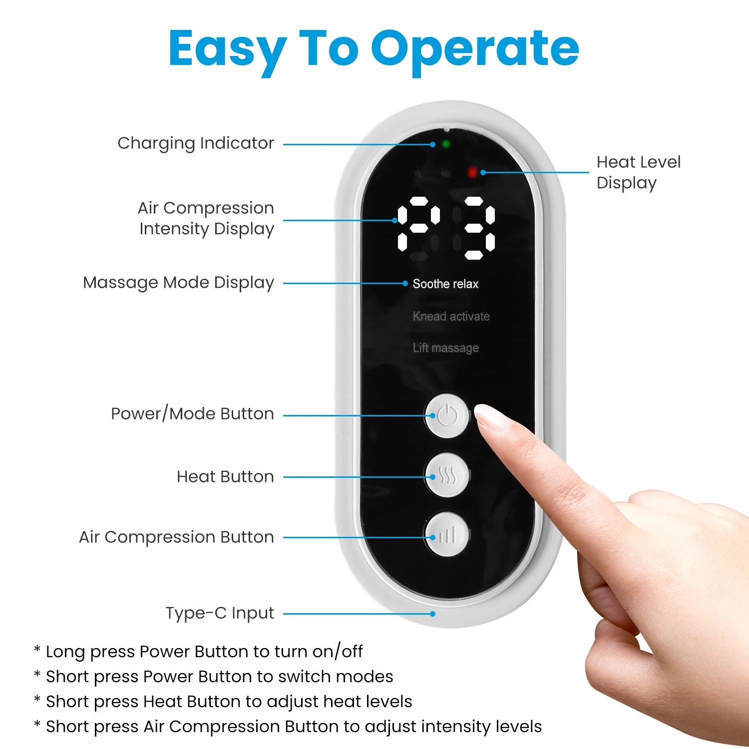 Smart Leg Massager with Air Compression & 360° Kneading