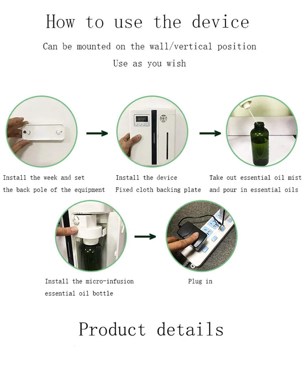 Bluetooth Smart Aroma Diffuser Large Area Fragrance Machine 300m³ Essential Oils Diffuser Smell Hotel Lobby Scent Machine