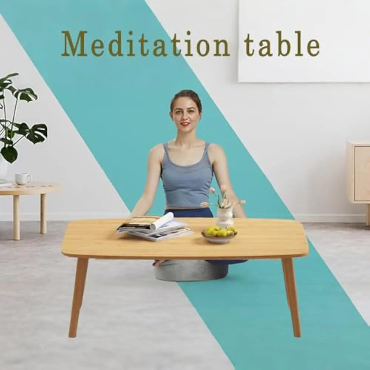 Japanese Folding Bamboo Floor Table – Low Coffee & Tea Table