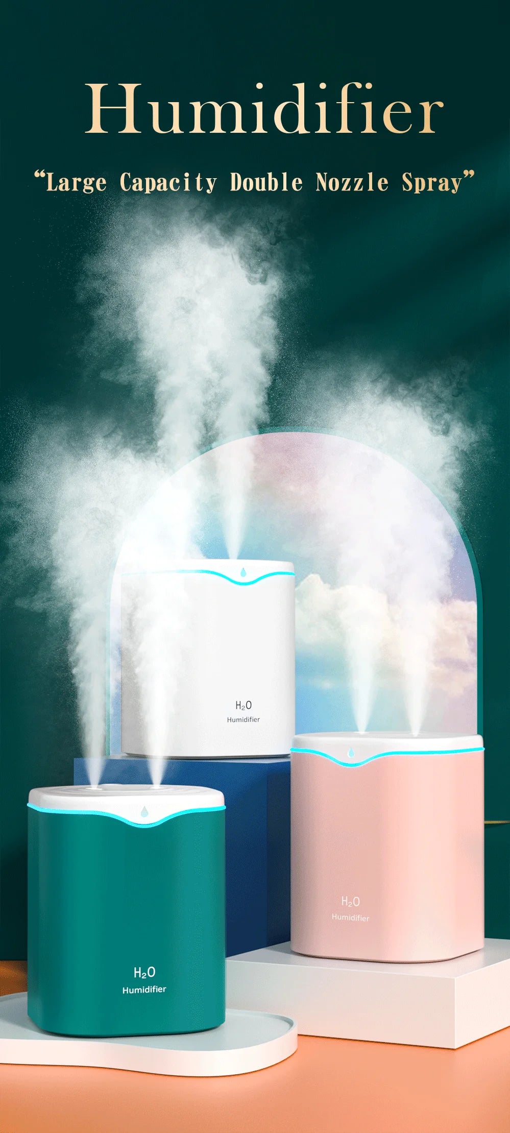 2000ml Dual Spray USB Humidifier