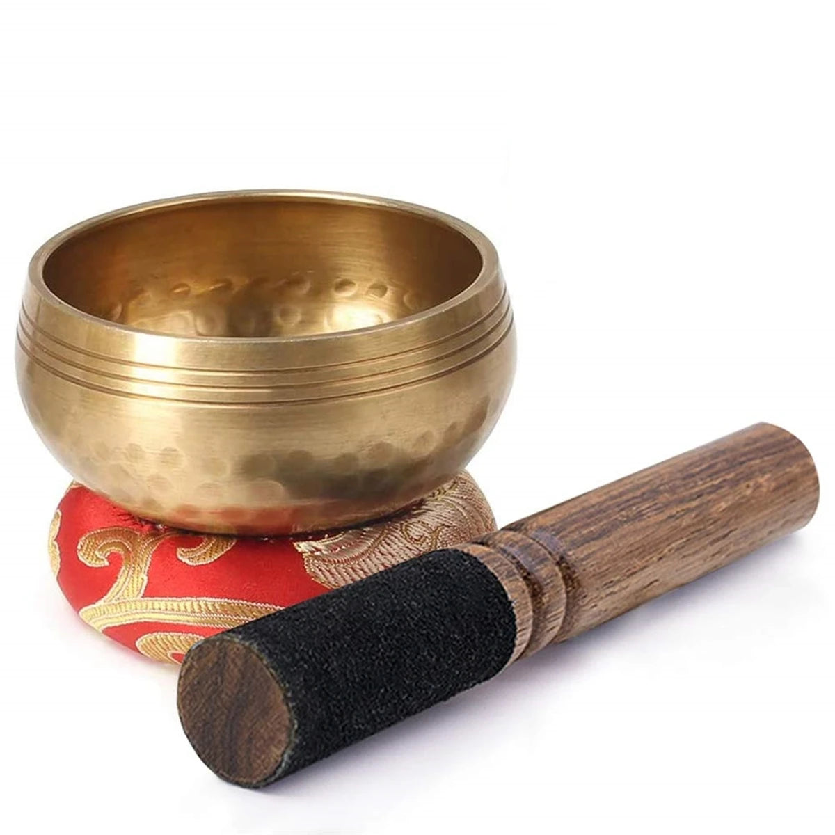 Tibetan Singing Bowl Set – Lotus Design for Meditation & Healing