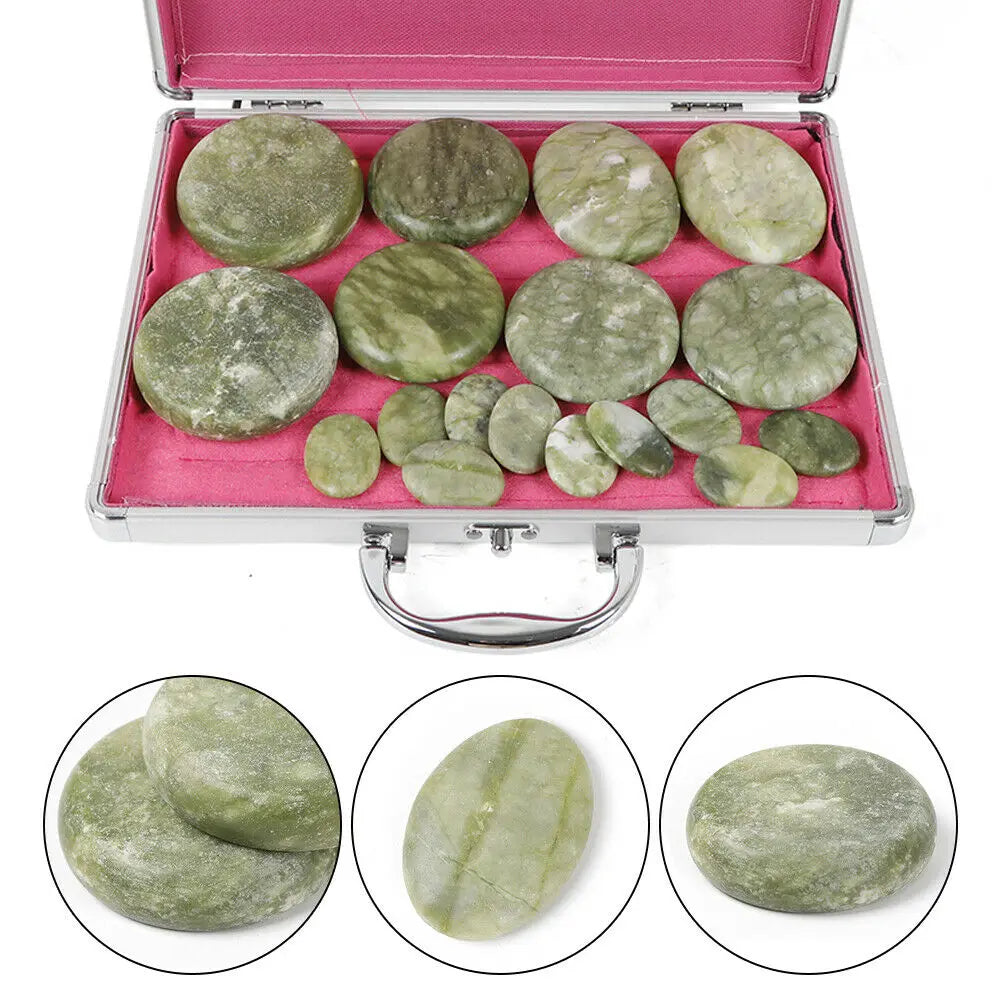 Massage Stone Heater Set with 16 Olivine Stones