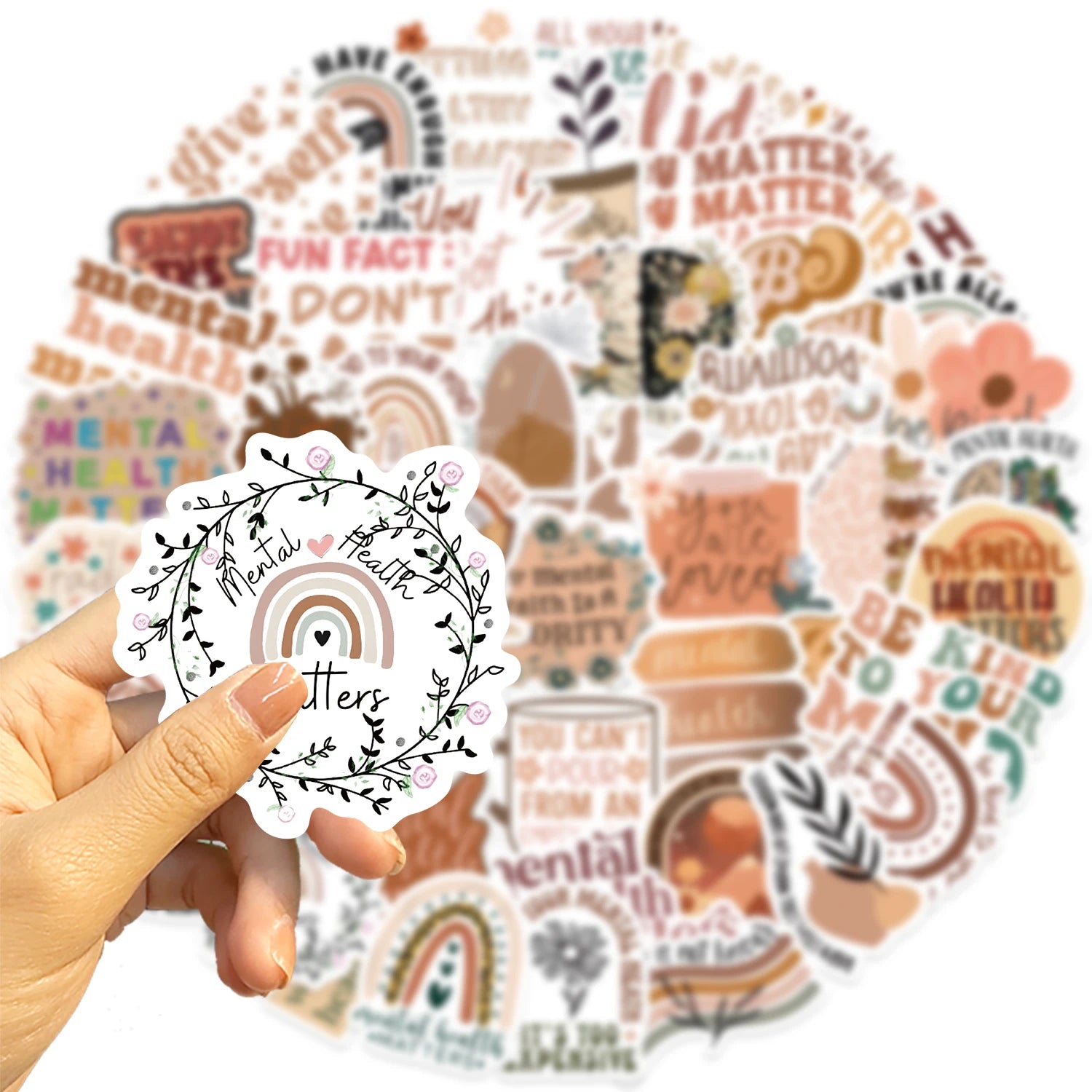 50pcs Bohemian Mental Health Graffiti Stickers