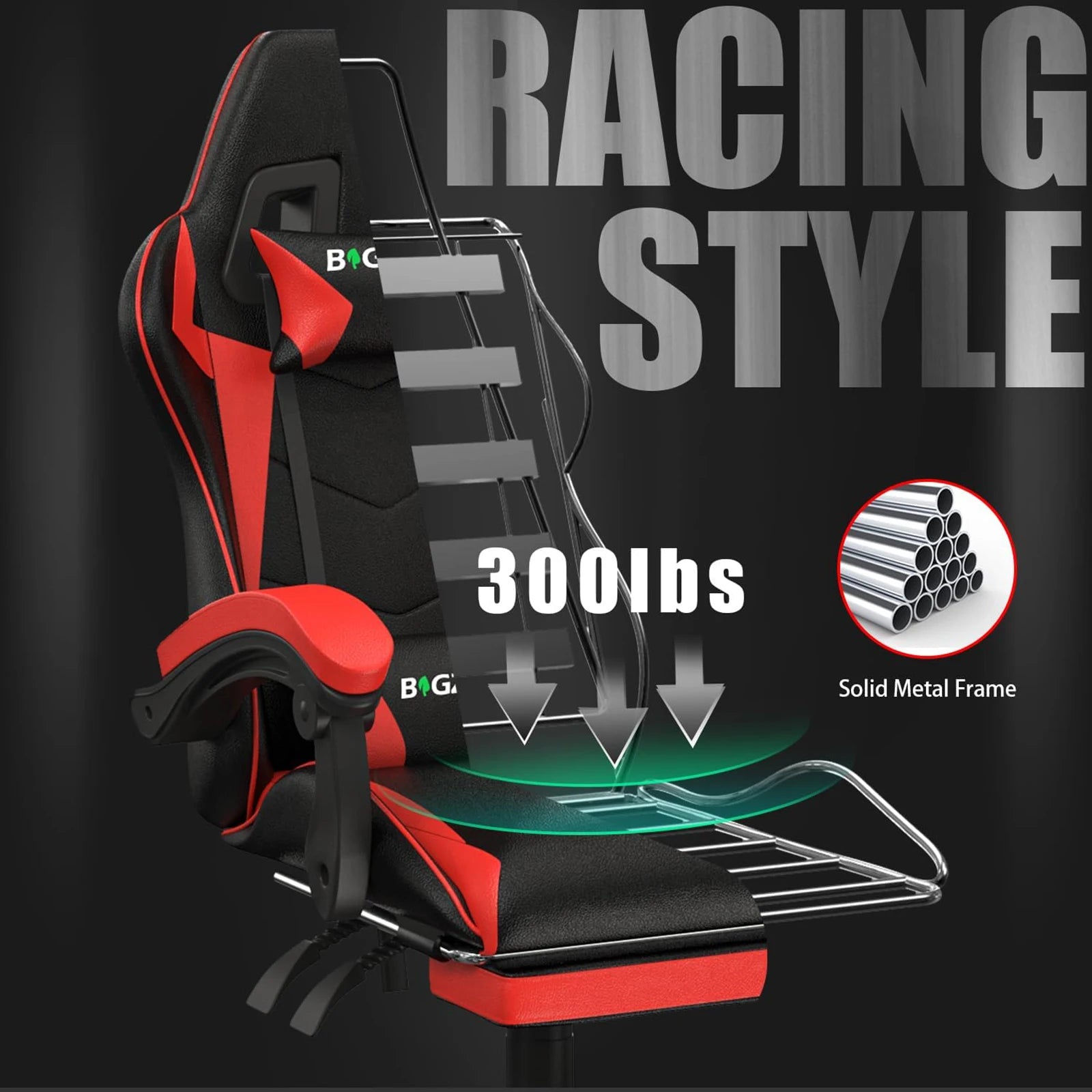Ergonomic Gaming Chair with Footrest & Lumbar Support