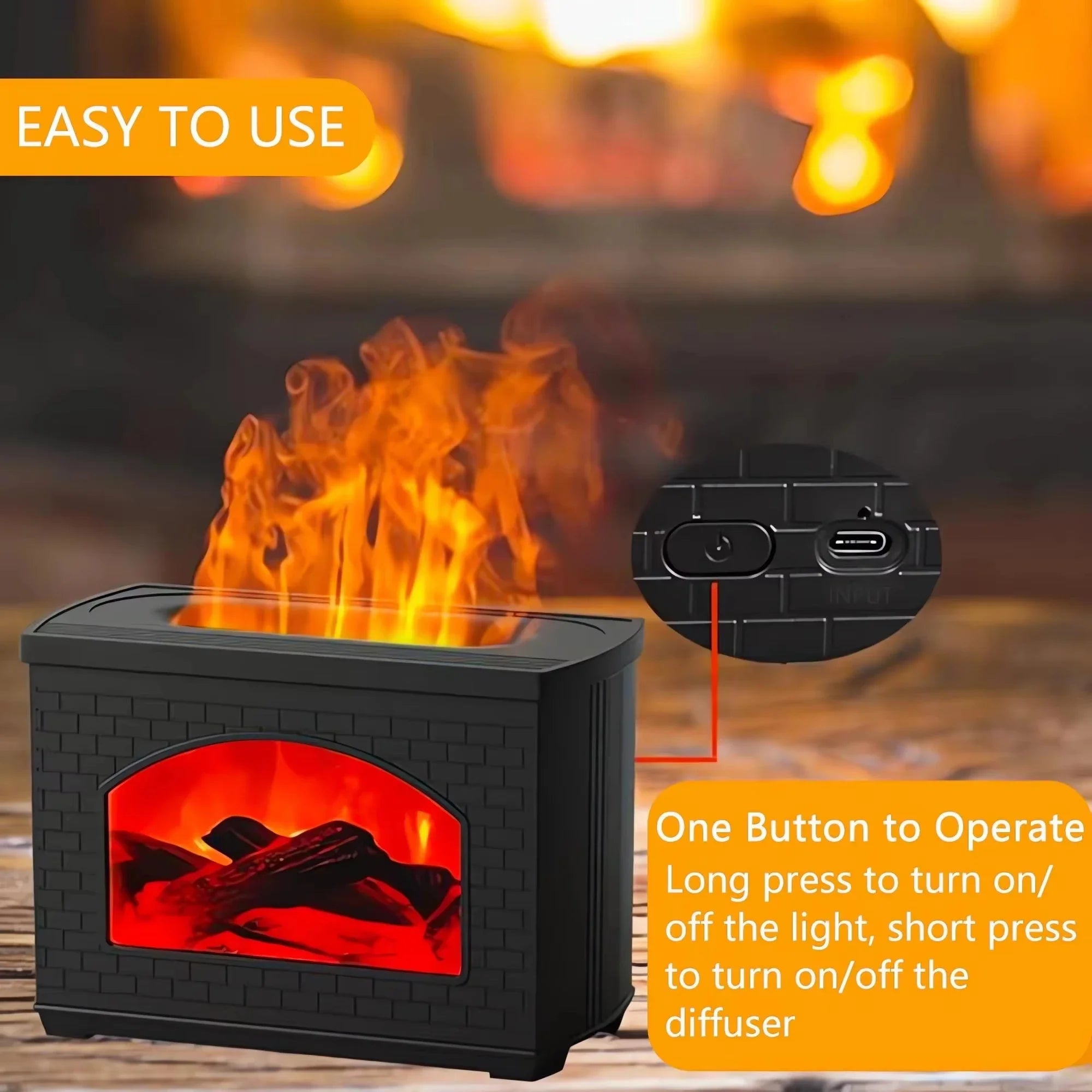 USB Aromatherapy Diffuser Lamp with Flame Effect