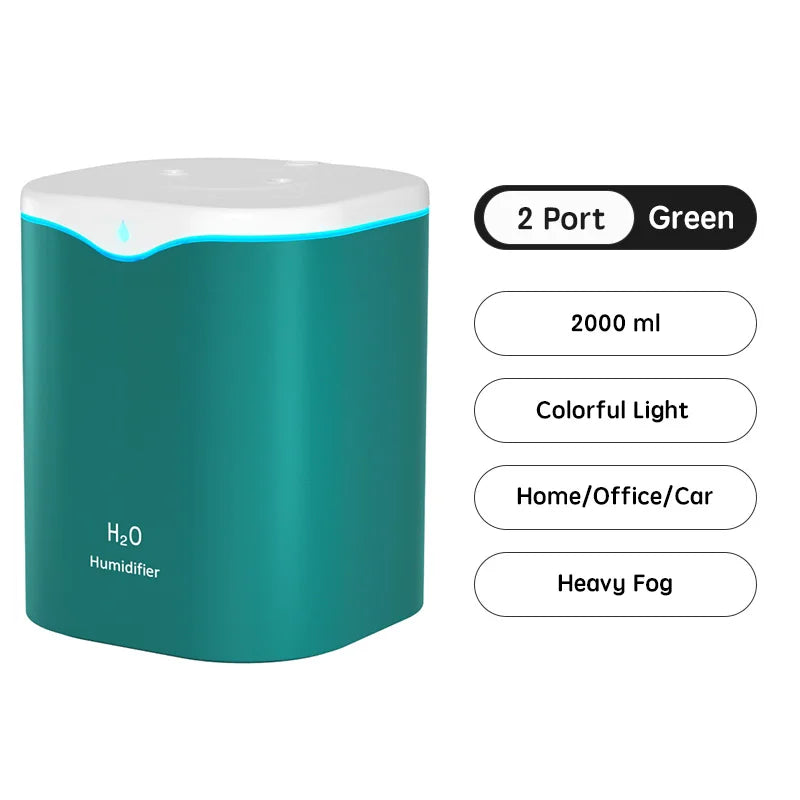 2000ml Dual Spray USB Humidifier