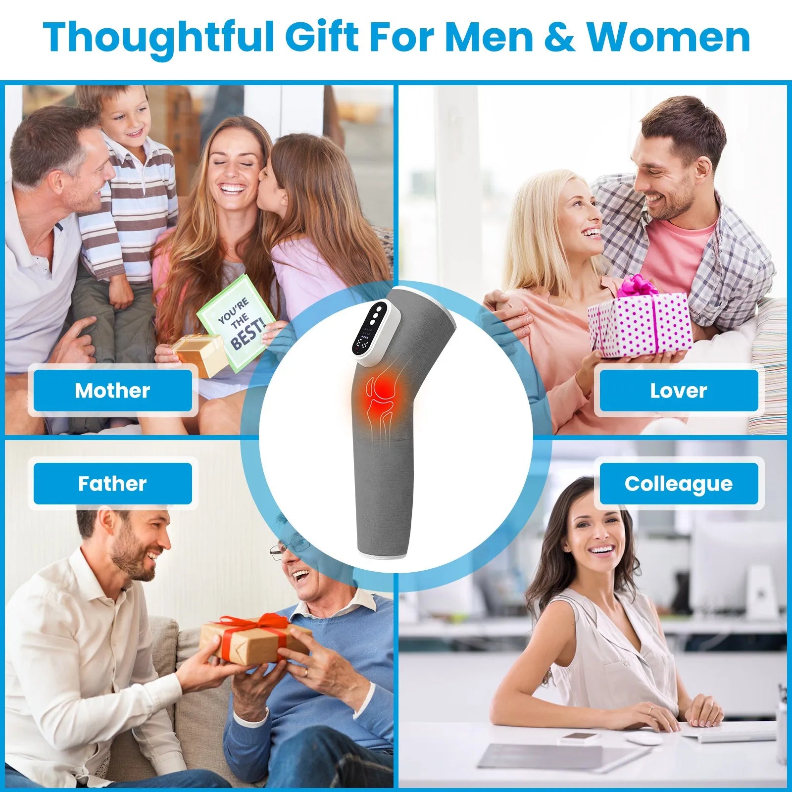 Smart Leg Massager with Air Compression & 360° Kneading