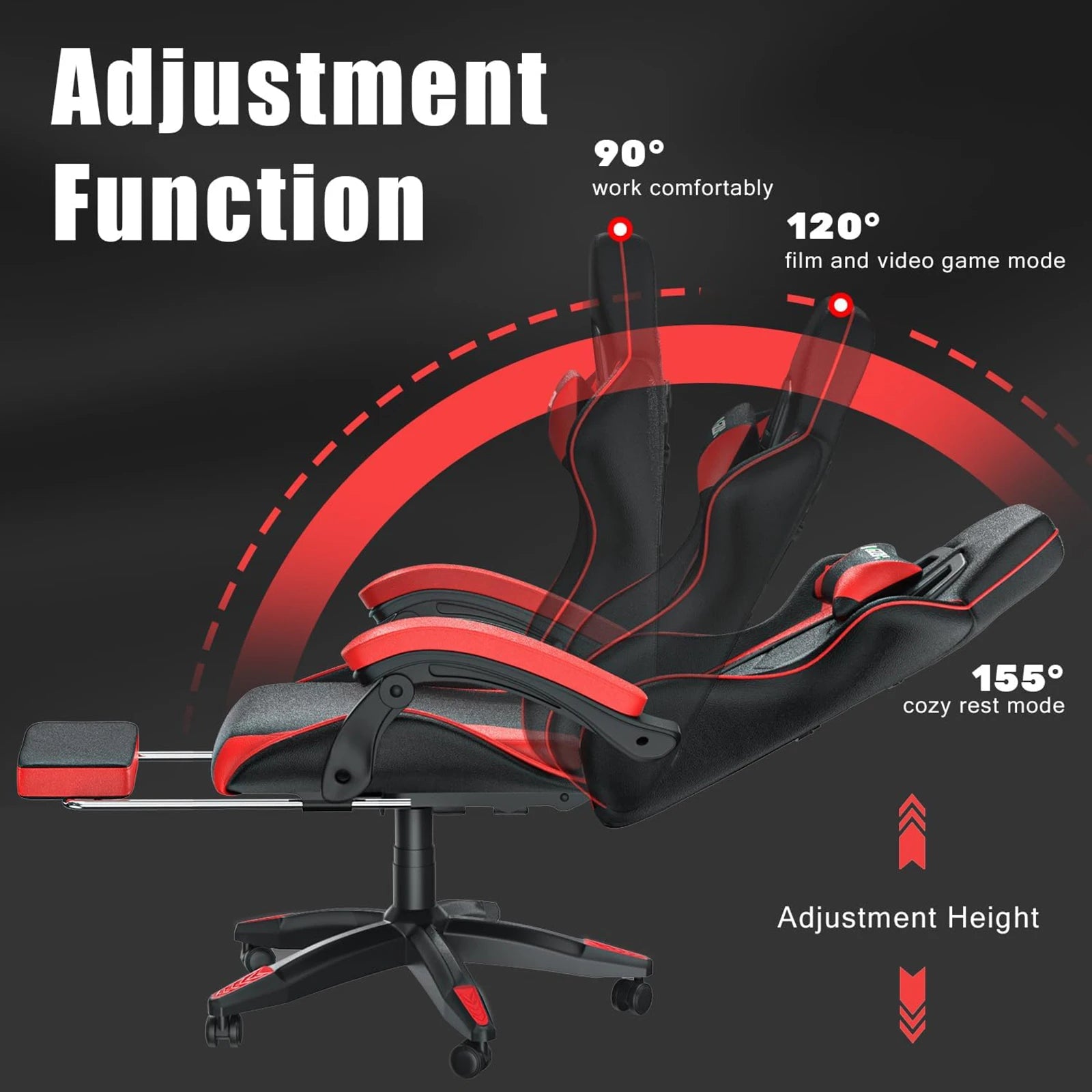Ergonomic Gaming Chair with Footrest & Lumbar Support