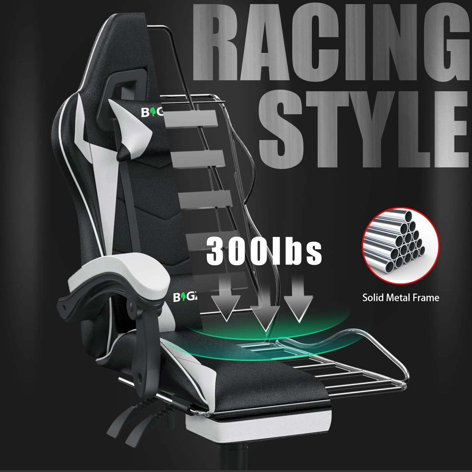 Ergonomic Gaming Chair with Footrest & Lumbar Support