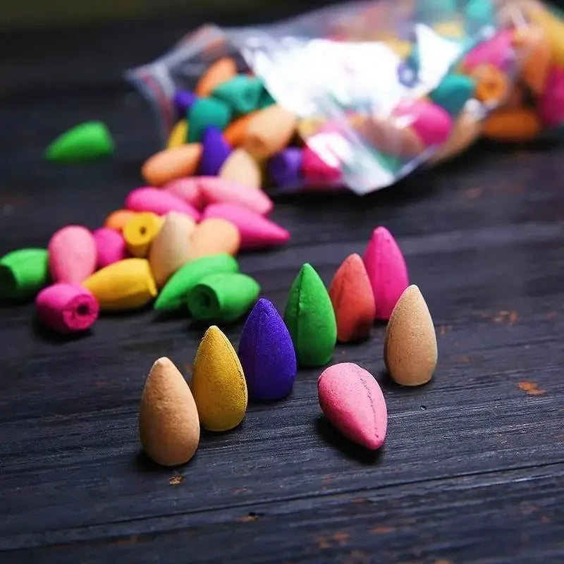 60pcs Mixed Scent Backflow Incense Cones – Waterfall Effect