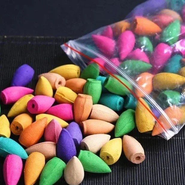 60pcs Mixed Scent Backflow Incense Cones – Waterfall Effect