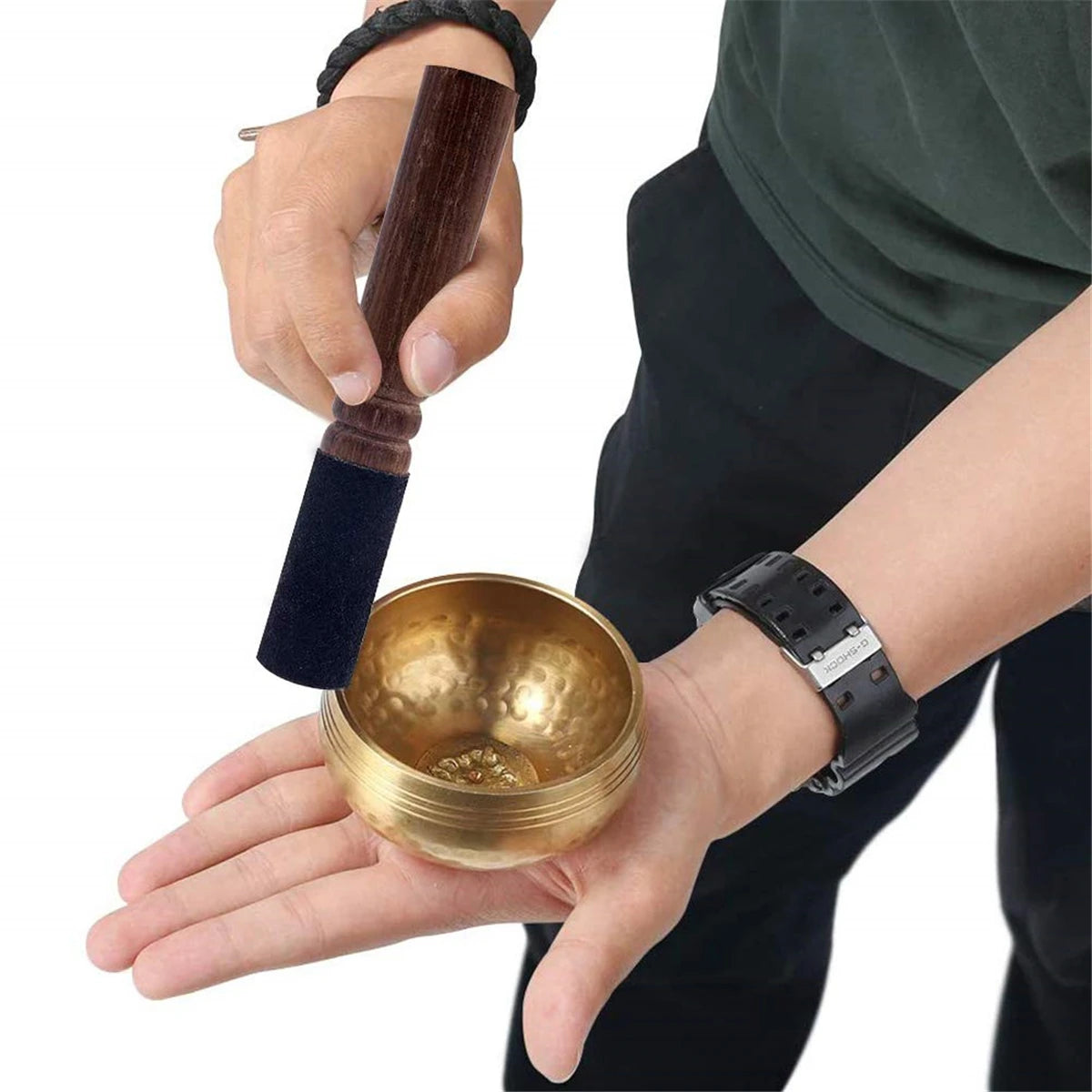 Tibetan Singing Bowl Set – Lotus Design for Meditation & Healing