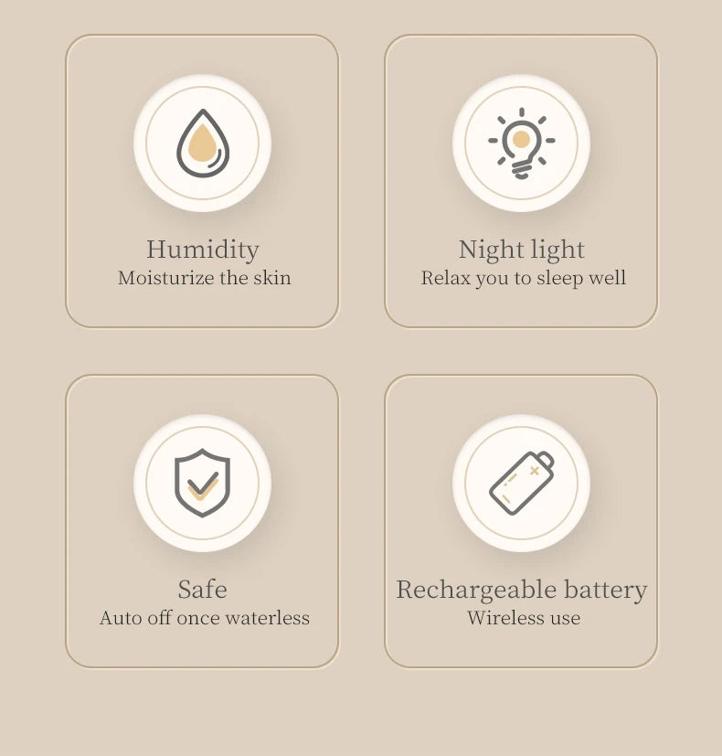 270ml USB Rechargeable Air Humidifier with LED