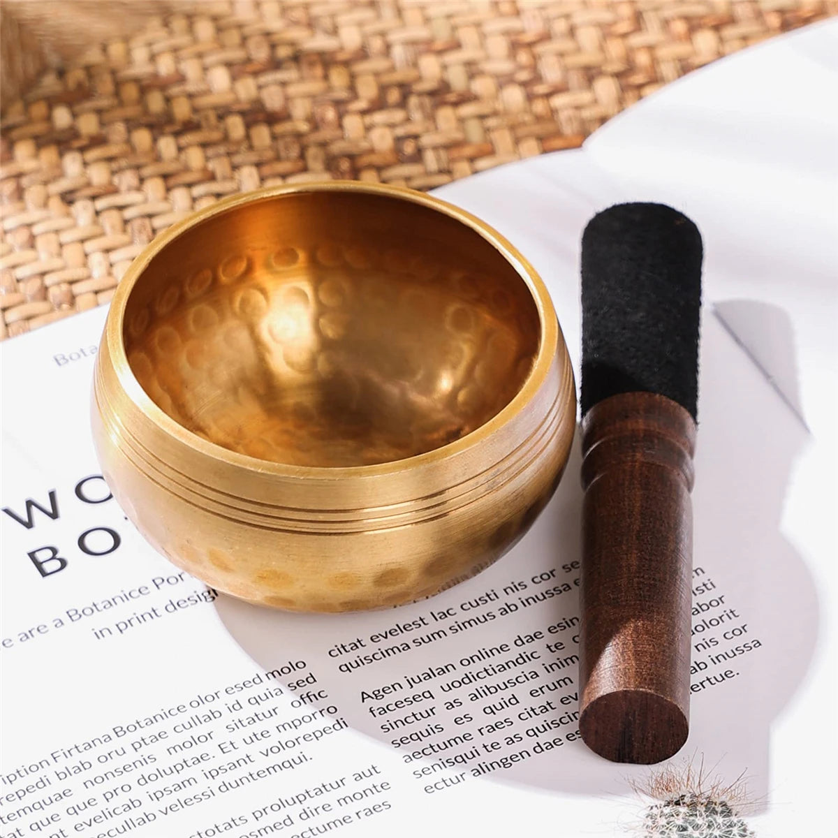 Tibetan Singing Bowl Set – Lotus Design for Meditation & Healing