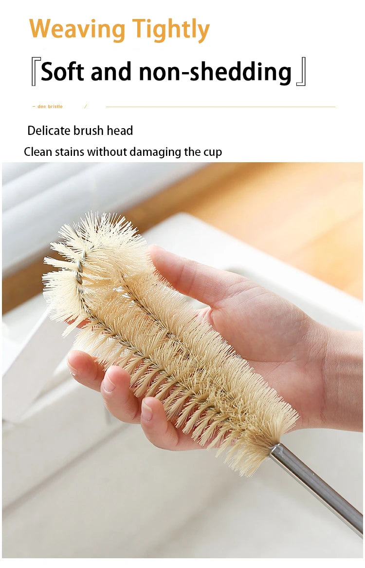 Wooden Bottle & Glass Cleaning Brush with Long Handle