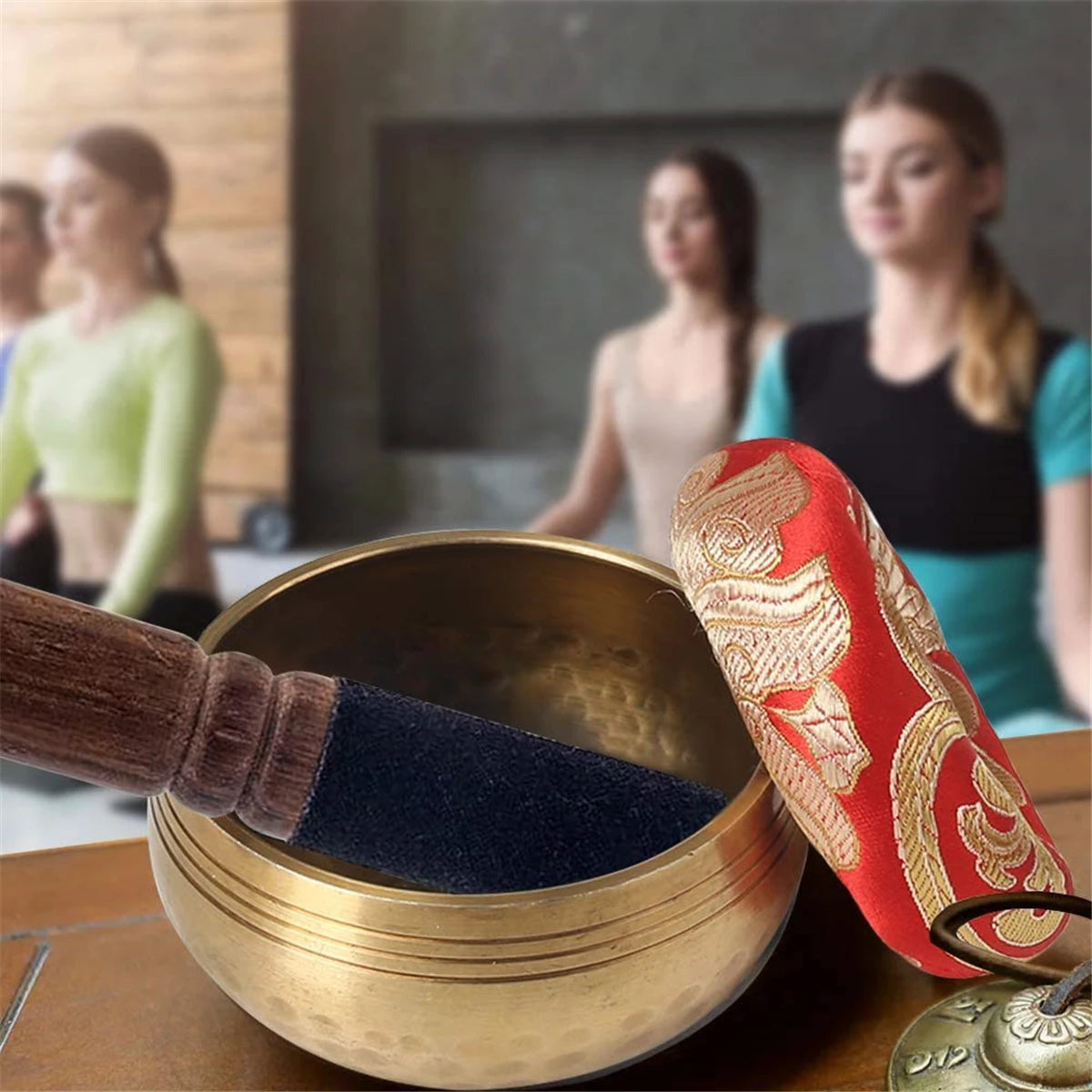 Tibetan Singing Bowl Set – Lotus Design for Meditation & Healing