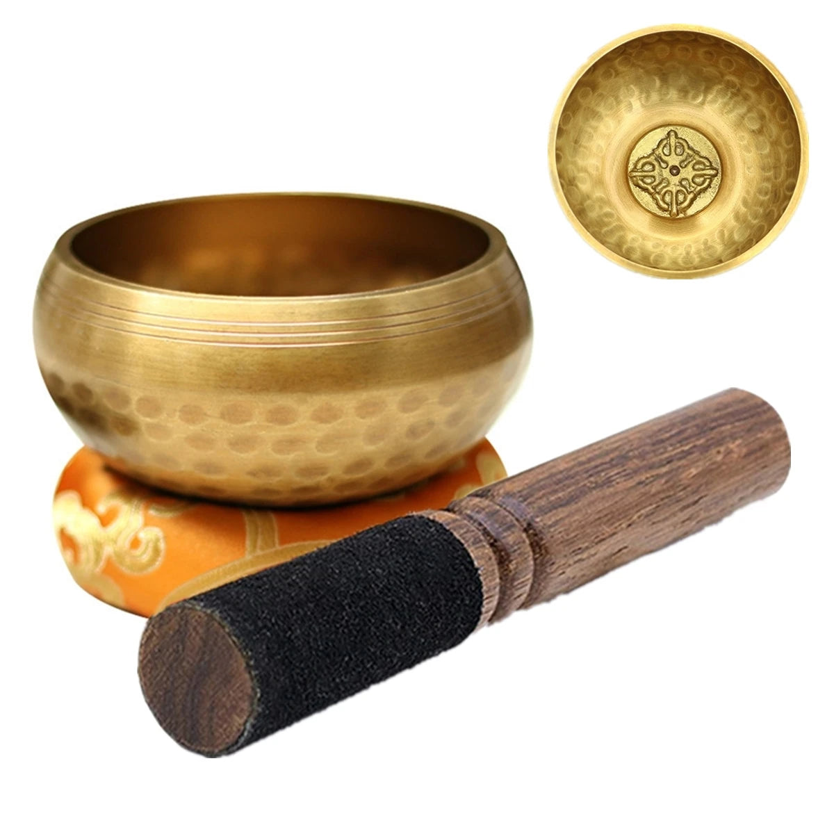 Tibetan Singing Bowl Set – Lotus Design for Meditation & Healing