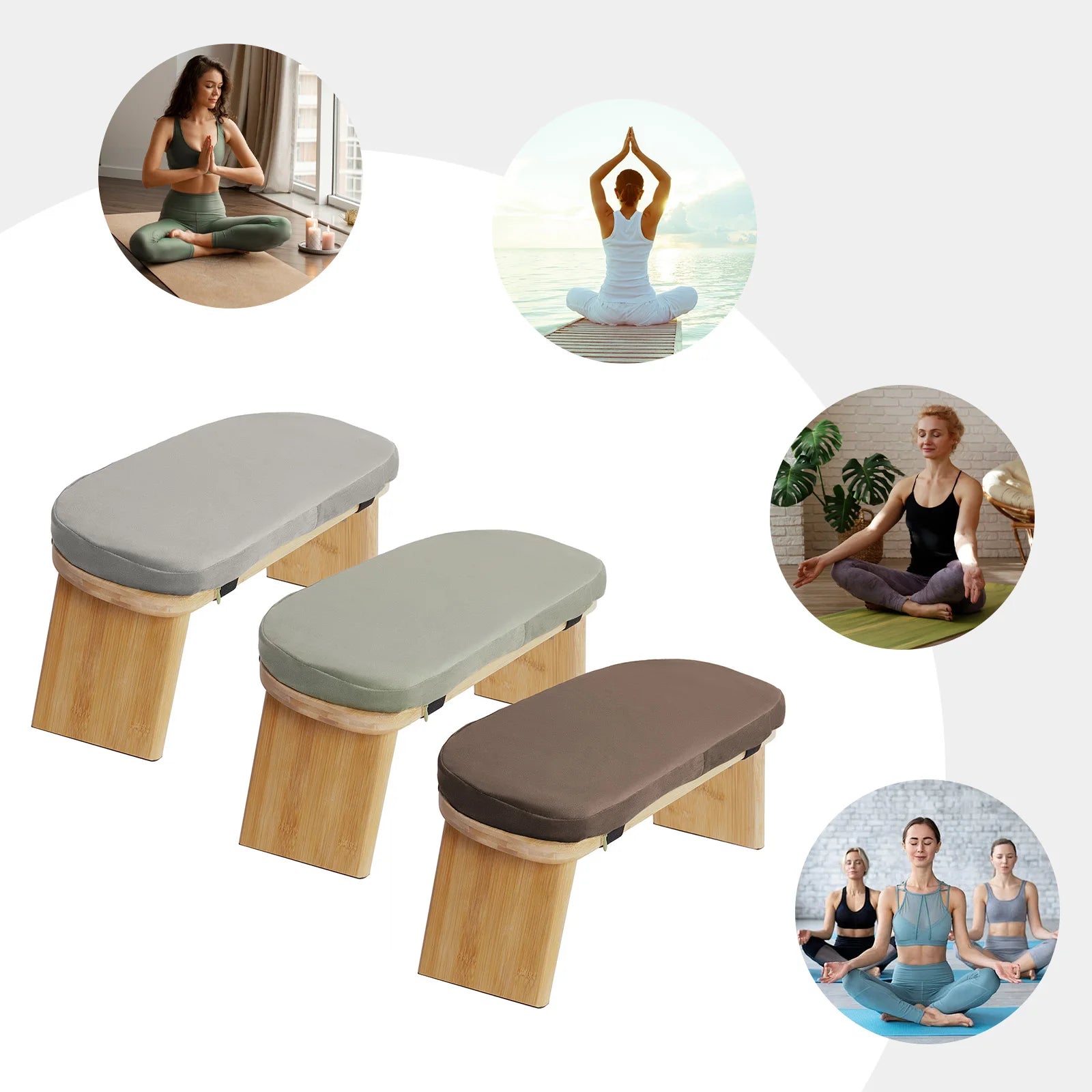 Foldable Bamboo Kneeling Bench – Velvet Cushion & Ergonomic Tilt