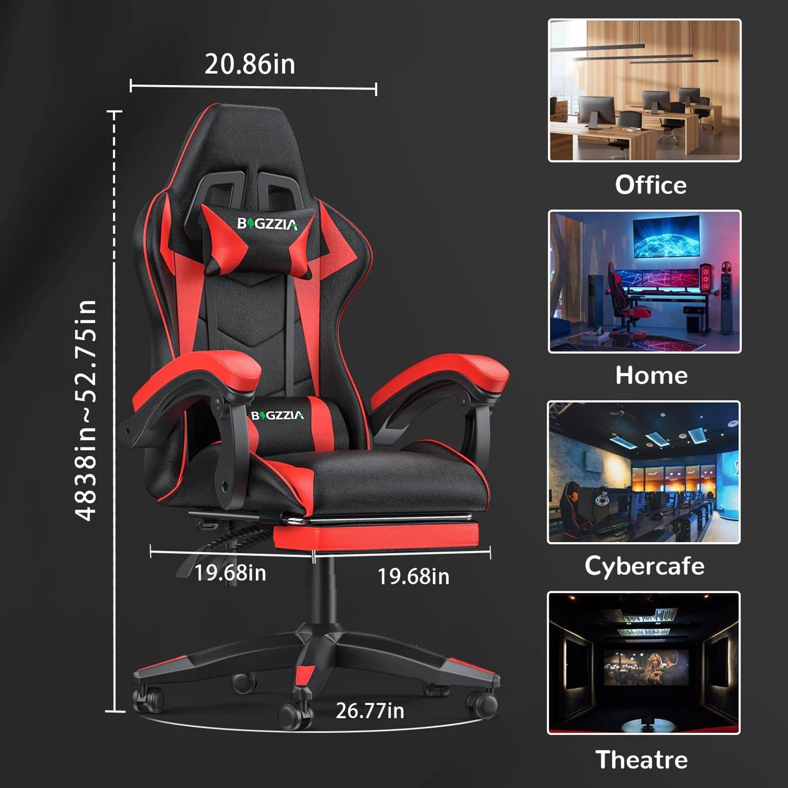 Ergonomic Gaming Chair with Footrest & Lumbar Support