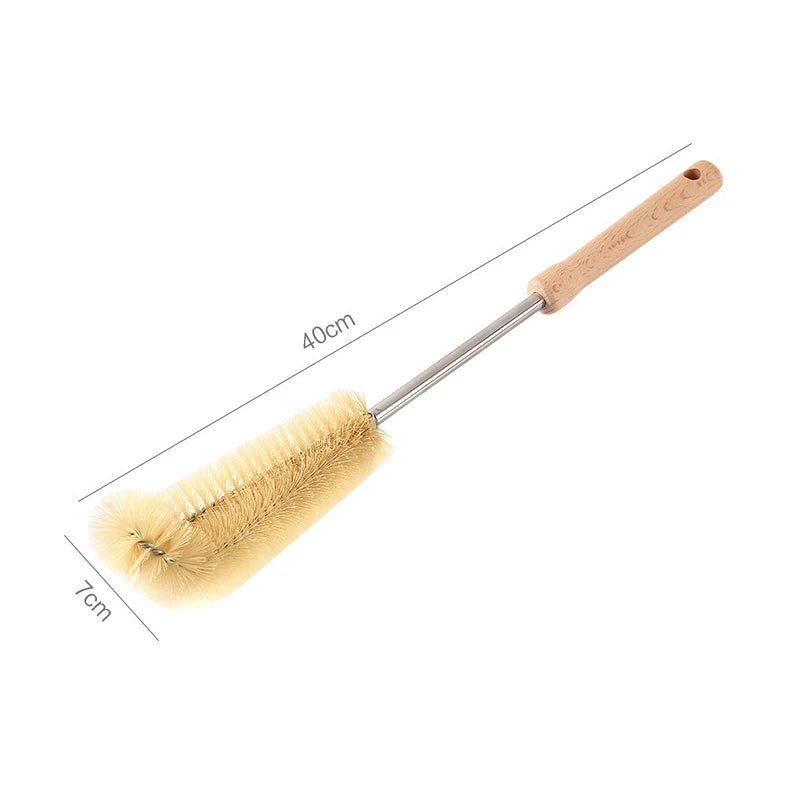 Wooden Bottle & Glass Cleaning Brush with Long Handle