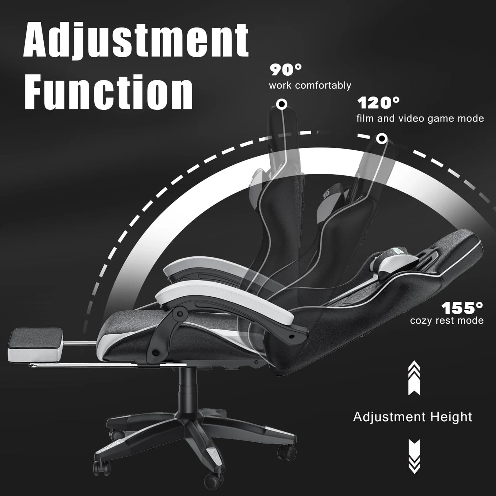 Ergonomic Gaming Chair with Footrest & Lumbar Support