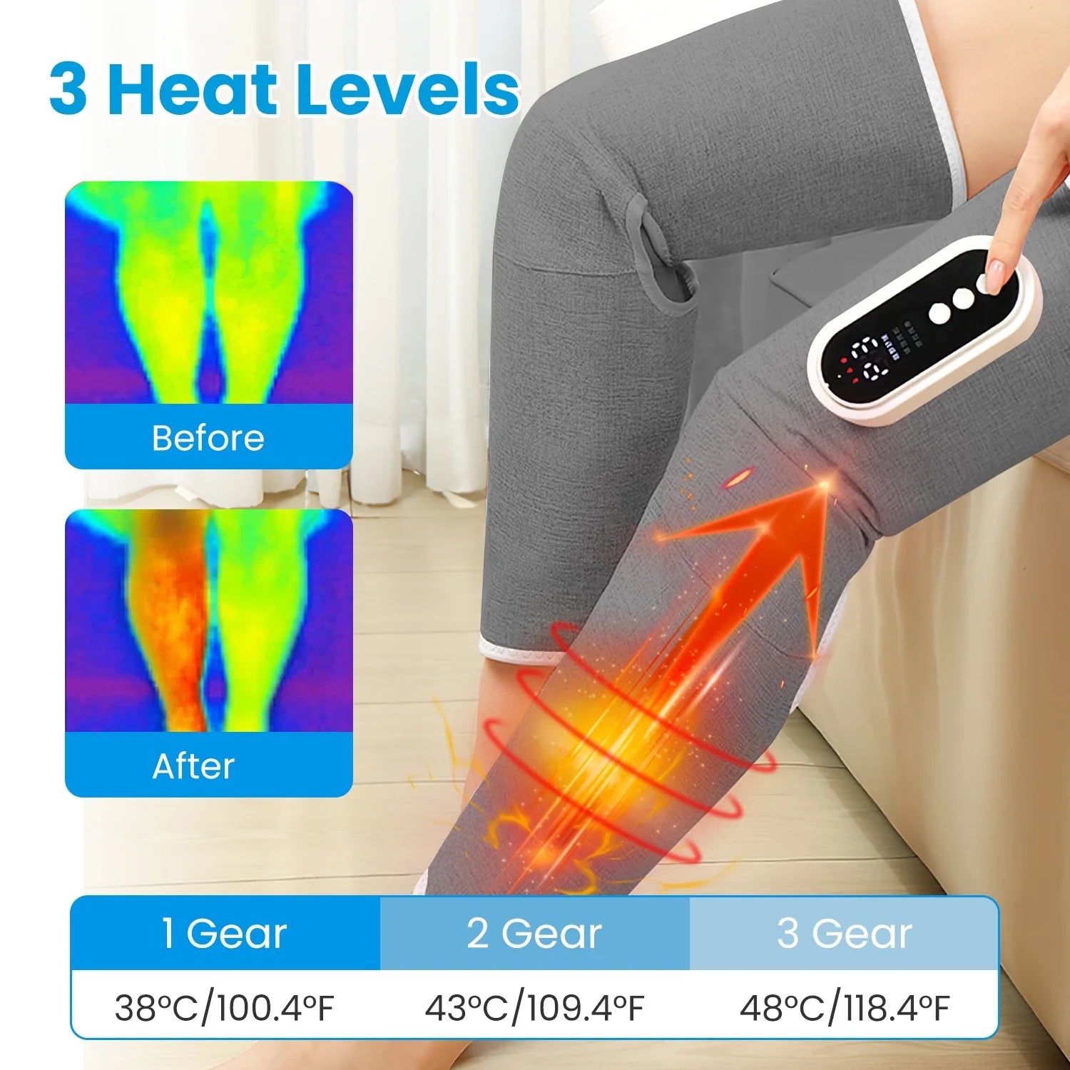 Smart Leg Massager with Air Compression & 360° Kneading