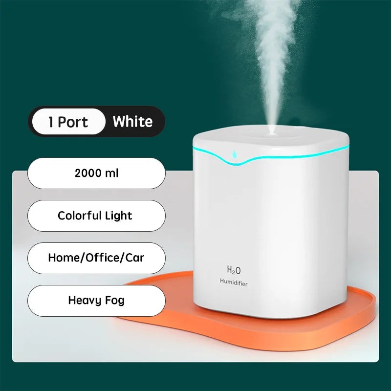 2000ml Dual Spray USB Humidifier