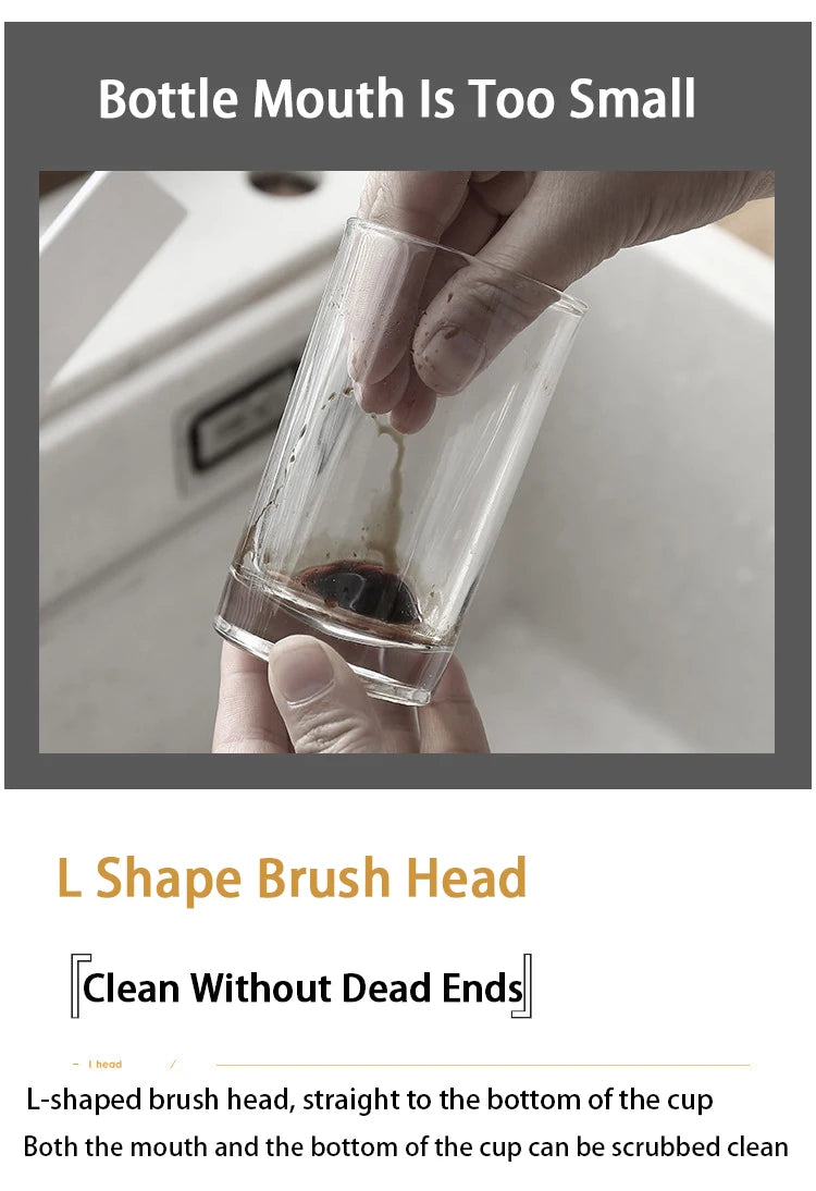 Wooden Bottle & Glass Cleaning Brush with Long Handle