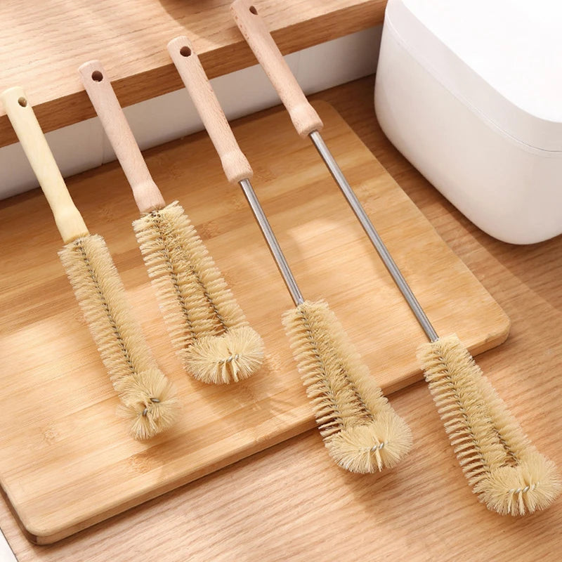 Wooden Bottle & Glass Cleaning Brush with Long Handle