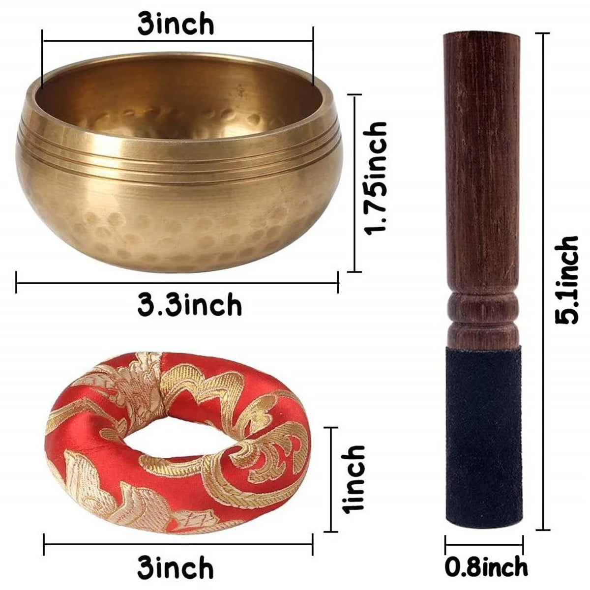 Tibetan Singing Bowl Set – Lotus Design for Meditation & Healing