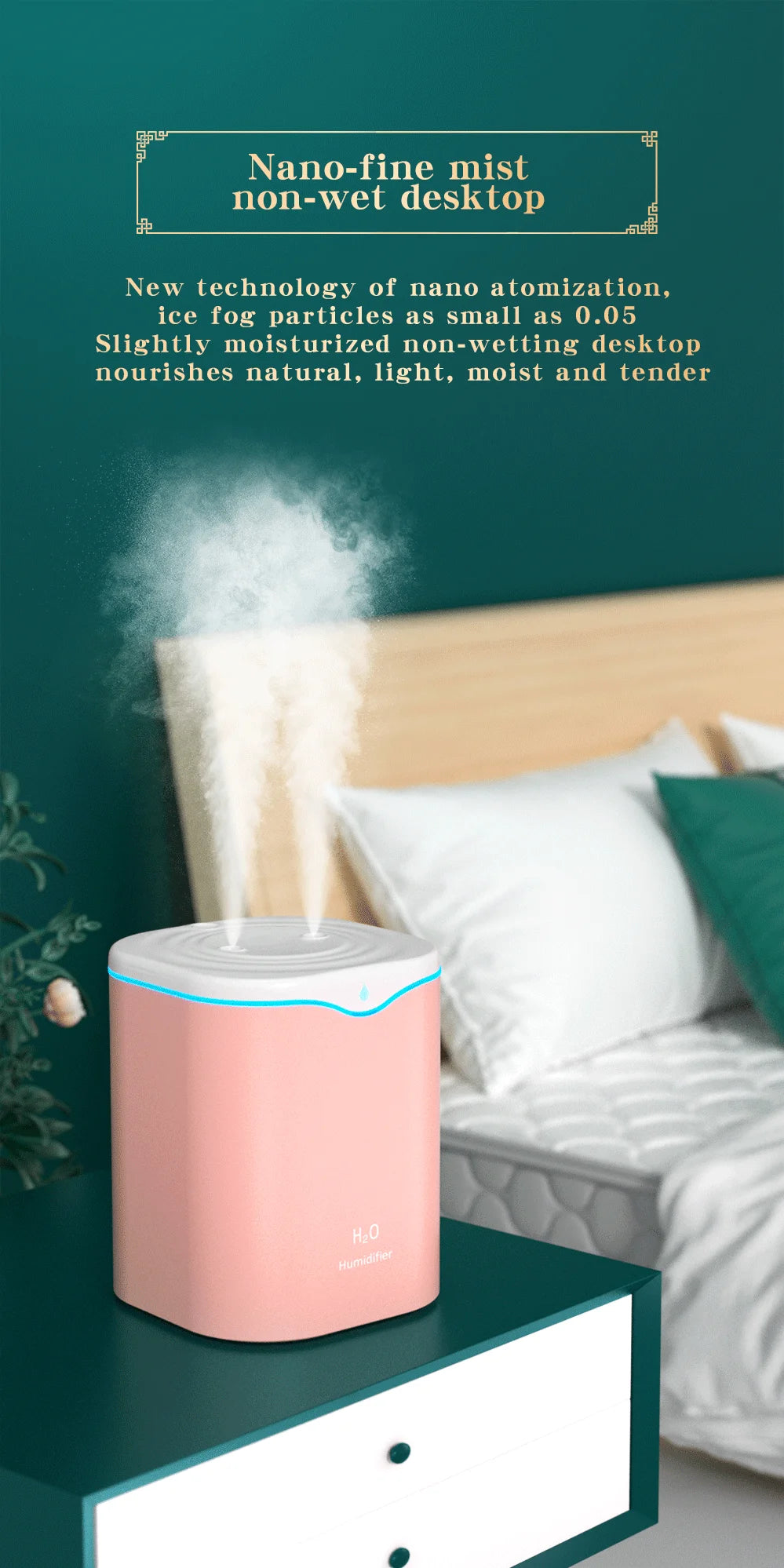 2000ml Dual Spray USB Humidifier